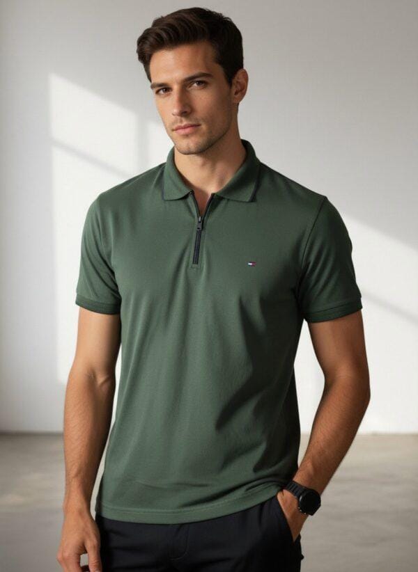 Zorroes Premium Zipper Polo – Modern Zip Collar Slim Fit Polo Shirt