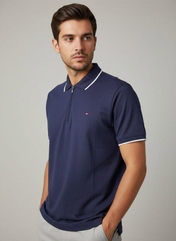 Zorroes Premium Zipper Polo – Modern Zip Collar Slim Fit Polo Shirt